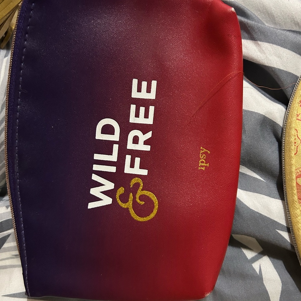 Ipsy Red and Purple Travel Bag Wild Free Design
